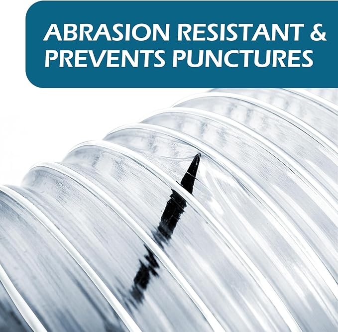 Qucship 2-1/2" x 10' Heavy-Duty PVC Dust Collection Hose, Puncture-Resistant, Flexible Clear PVC Fume Hose with Carbon Steel Wire Coil for Dust Collection Systems