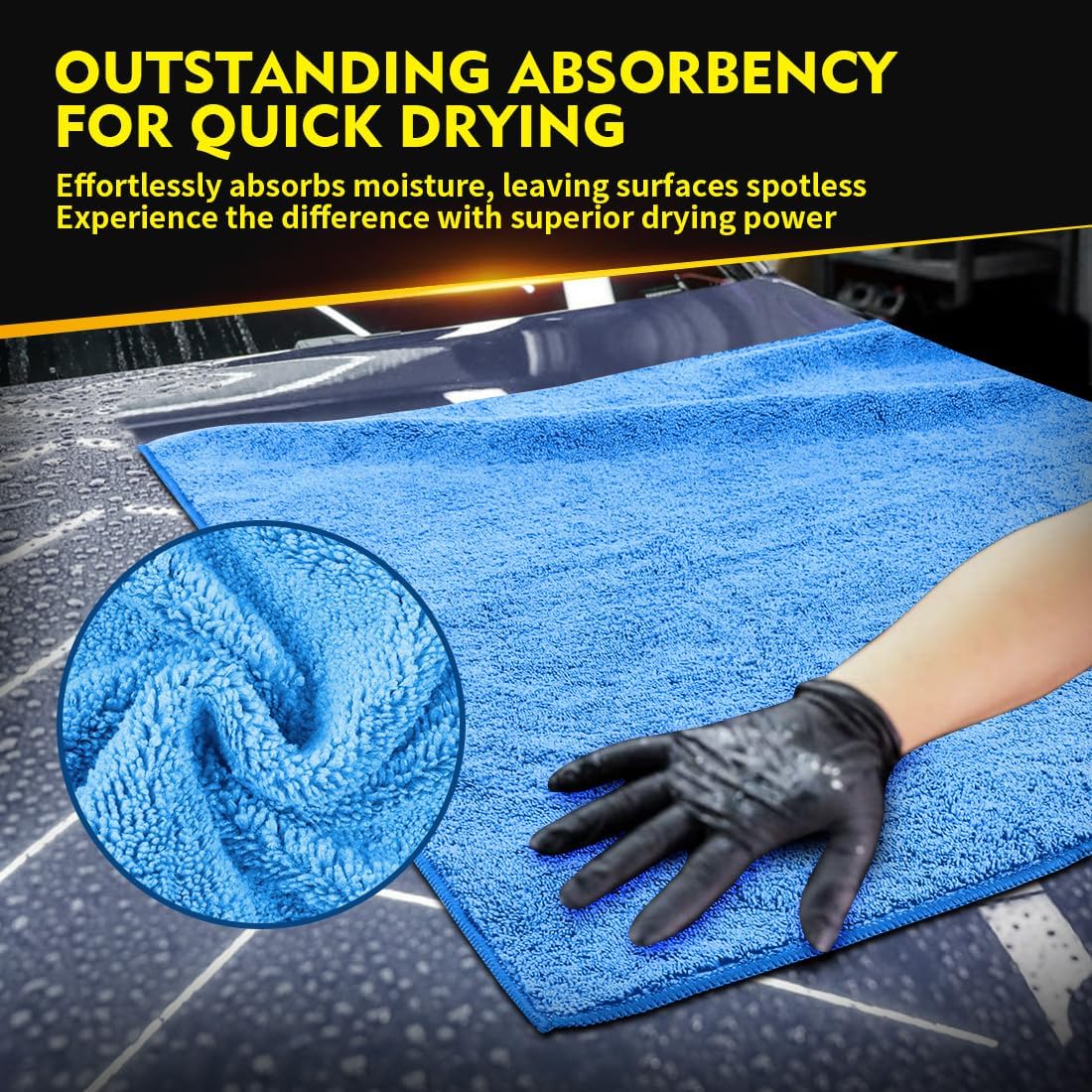 HOMEXCEL Car Drying Towels, 2 Pack Professional Microfiber Towels for Cars, Scratch-Free, Highly Absorbent Drying Towel for Cars, SUVs, RVs, Trucks, and Boats, 31 x 24 inch, Blue