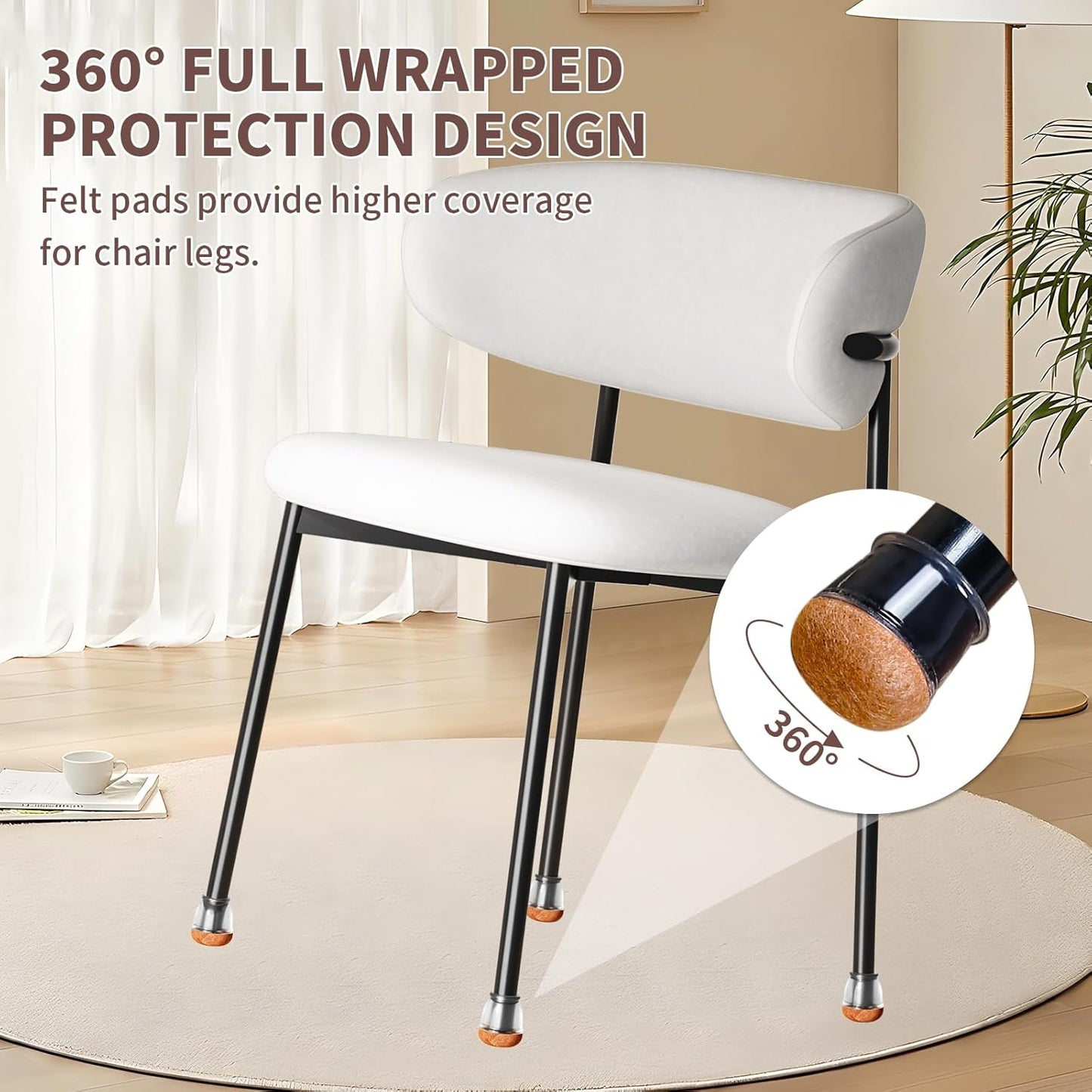 Ezprotekt 24 Pcs Extra Small Clear Round Chair Leg Floor Protectors for Wooden & Tiles Floors, Felt Silicone Furniture Feet Cups Covers for Table, Couch, Chair Legs (XS Fit: 2/5" - 11/20")