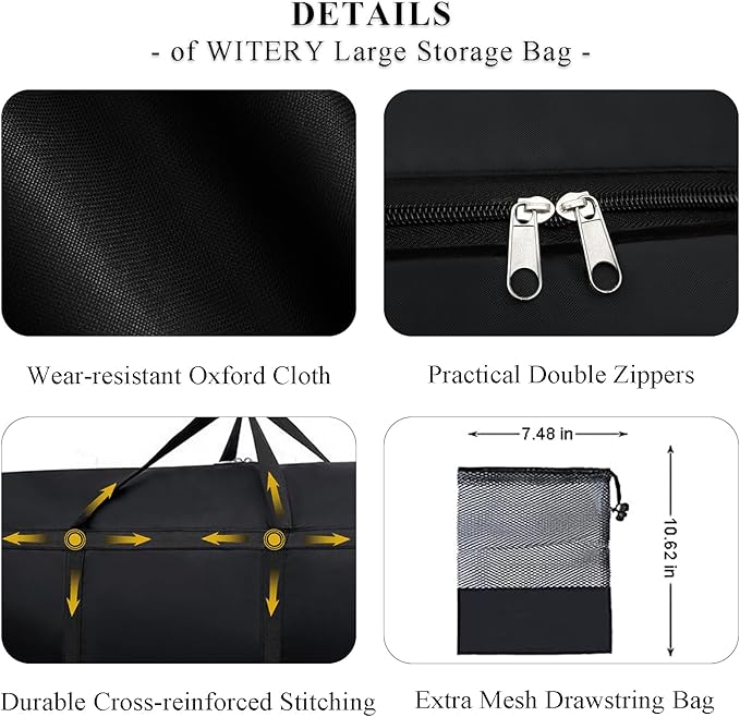 WITERY 2 Pack 180L Large Storage Bags - Big Moving Bags Heavy Duty with Zippers & Handles, Alternative to Moving Boxes and 39Inch Storage Tote for Space Saving, Travel, Clothes, Blankets, Pillows