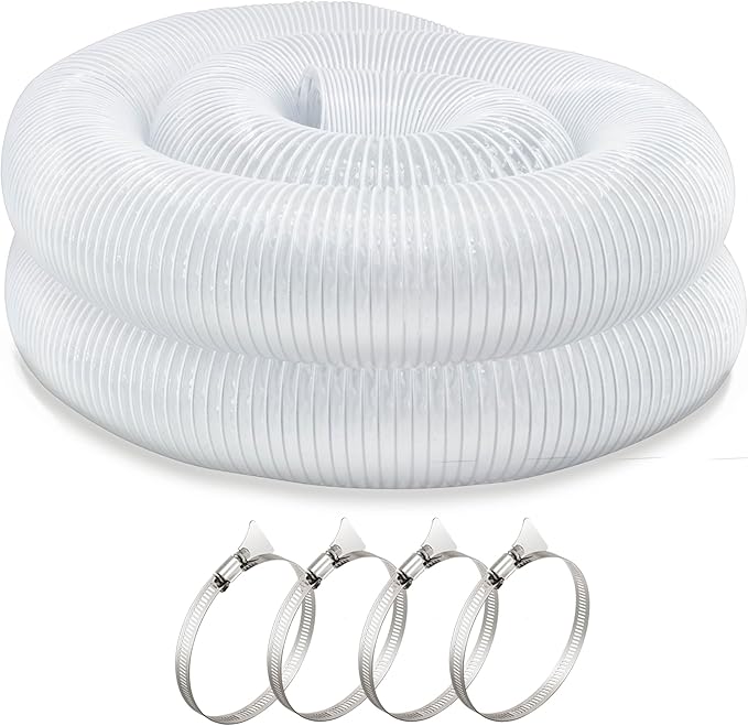 JUYO VONSAN 3 inch Dust Collection Hose 30ft 3” Flex Heavy Duty Clear PVC Debris Dust Collector Hose With Clamps (3'' X 30ft)