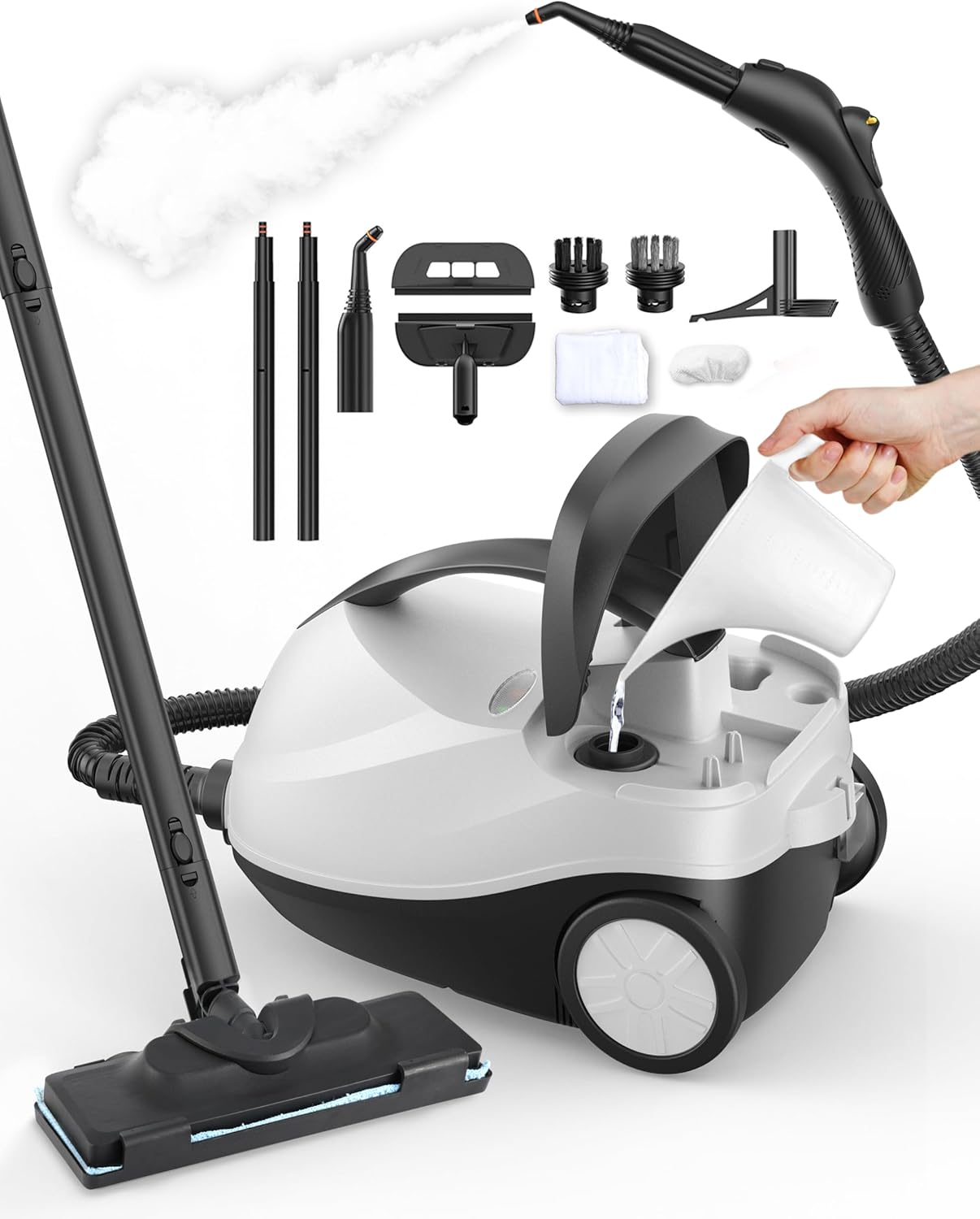 Steam Cleaner,Fast 50S Heat-Up Refill Anytime,293°F/70 PSI Powerful Multipurpose Handheld Steam Mop for Home Use with 50.7Oz Capacity,Steamer for Carpets,Hardwood Floor,Car,Tile,Crack Cleaning,6M Cord