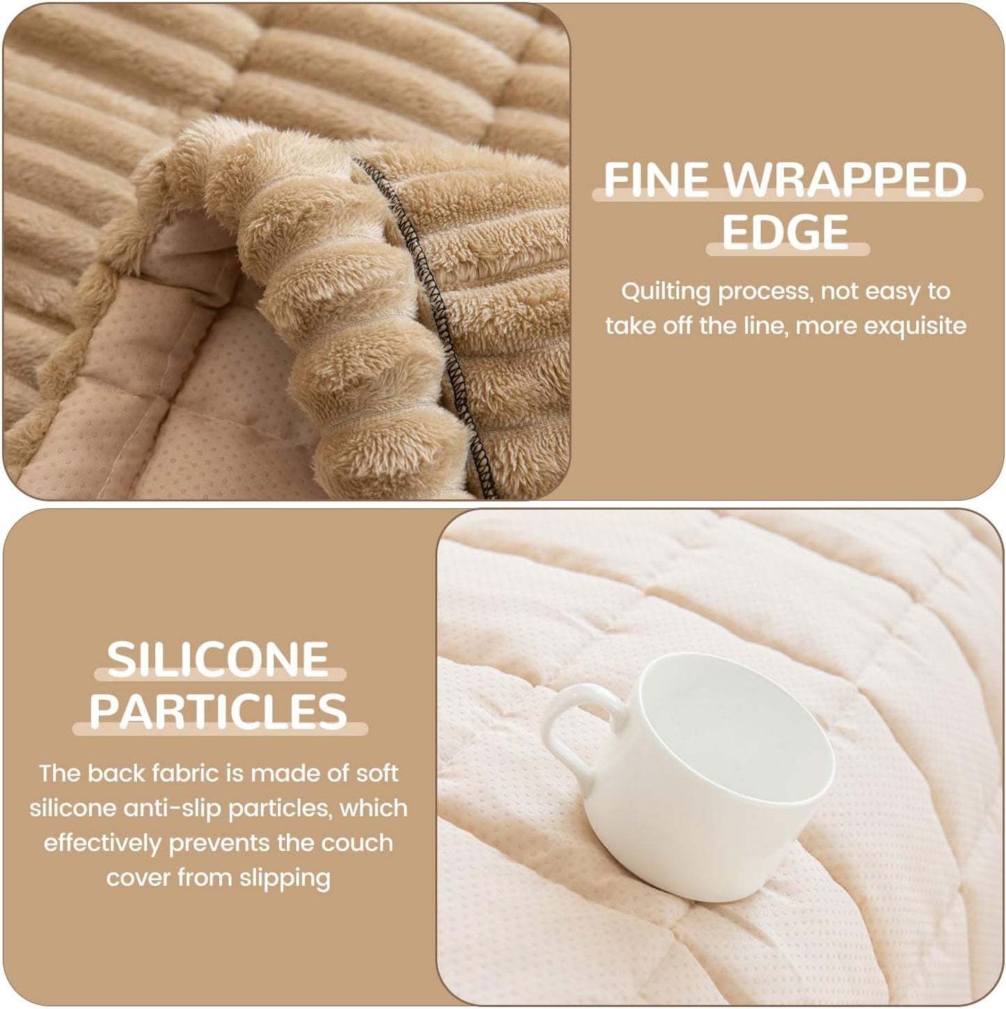 OTOB Couch Cover for Dogs Washable, Non Slip Plush Fuzzy Sofa Covers for 3 Cushion Couch Pet Friendly, Soft All Seasons Sofa Slipcover Cozy Furniture Protector (Coffee, 31.5" x 82.7")