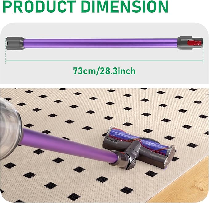 Replacement Wand Tube Quick Release Compatible for V15 V11 V10 V8 V7 Vacuum Accessories Parts, Extension Cleaner Attachment for Home Office Purple
