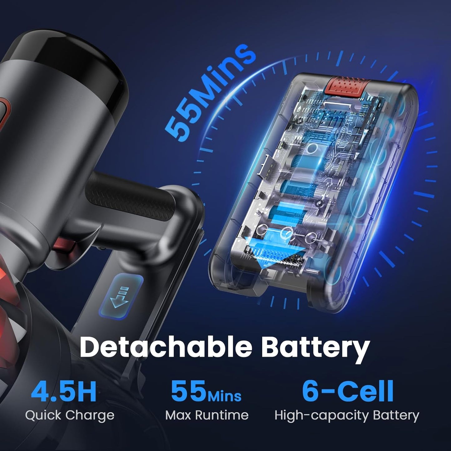 S3P Cordless Vacuum Cleaner, 45kPa Powerful Suction Vacuum Cleaners for Home, 55-Min Runtime Rechargeable Stick Vacuum, Self-Standing, for Pet Hair Carpet Hard Floor, LED Display