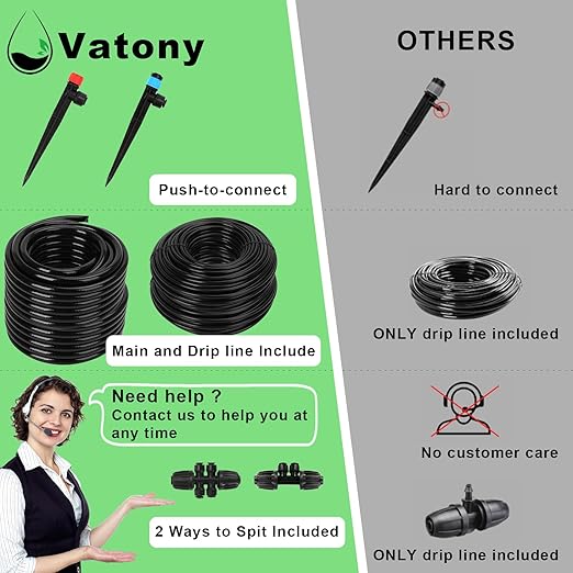 Drip Irrigation System Kit – 2025 New Quick-Connect Garden Watering System with 46FT 1/2'' Tubing Automatic Watering & Misting System for Greenhouses,Yards,Lawns,Gardens, Raised Beds