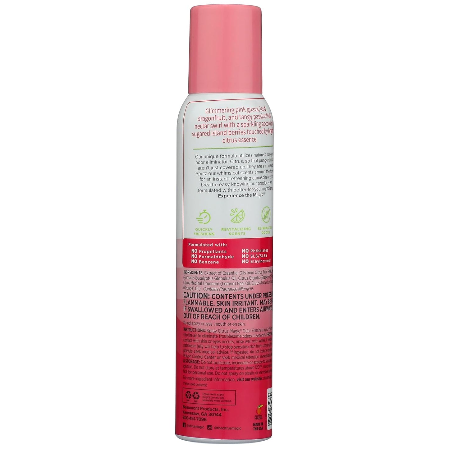 Citrus Magic Odor Eliminating Air Freshener Spray, Dragonfruit, 3-Ounce, Pack of 3