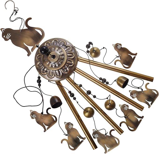 Bronze Cats Wind Chimes Decor, Mobile Wind Catcher, Retro Wind Bells, Blessing Wind Chime, Memorial Windchimes for Home, Balcony, Yard, Room, Xmas, Party, Indoor, Garden Decoration, Gifts for Mom