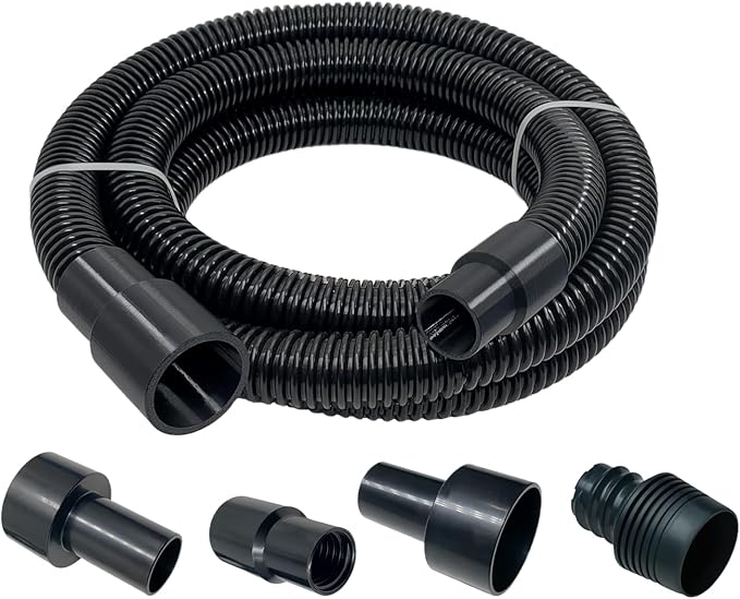 Dust Collection Hose Kit with 5 Fittings and Reducer Connects 2-1/2" and 2-1/4" ID for Woodworking Power Tools Home and Wet/Dry Shop Vacuums