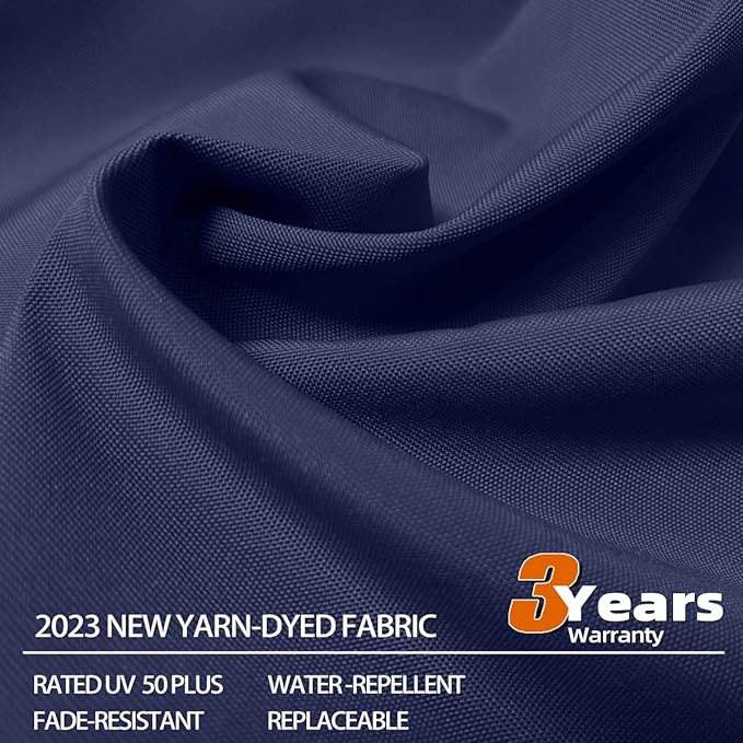 PURPLE LEAF 10' X 13' Double Top Deluxe Wood Pattern Rectangle Patio Umbrella with Base Offset Hanging Umbrella Outdoor Market Umbrella Garden Umbrella, Navy Blue