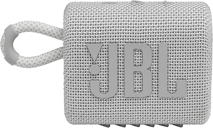 JBL Go 3 - Portable Mini Bluetooth Speaker, big audio and punchy bass, IP67 waterproof and dustproof, 5 hours of playtime, speaker for home, outdoor and travel (White)