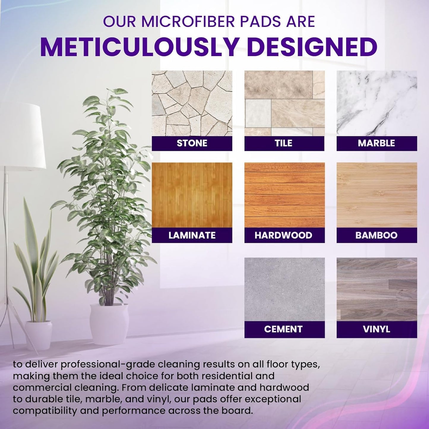 3pcs of Universal 11-inch Velcro Type Reusable Floor Mop Pads Compatible with Swiffer Wet Jet Refills Machine Washable Thick Microfiber Wet Pads for Hardwood and Household Cleaning Supplies (3pcs)