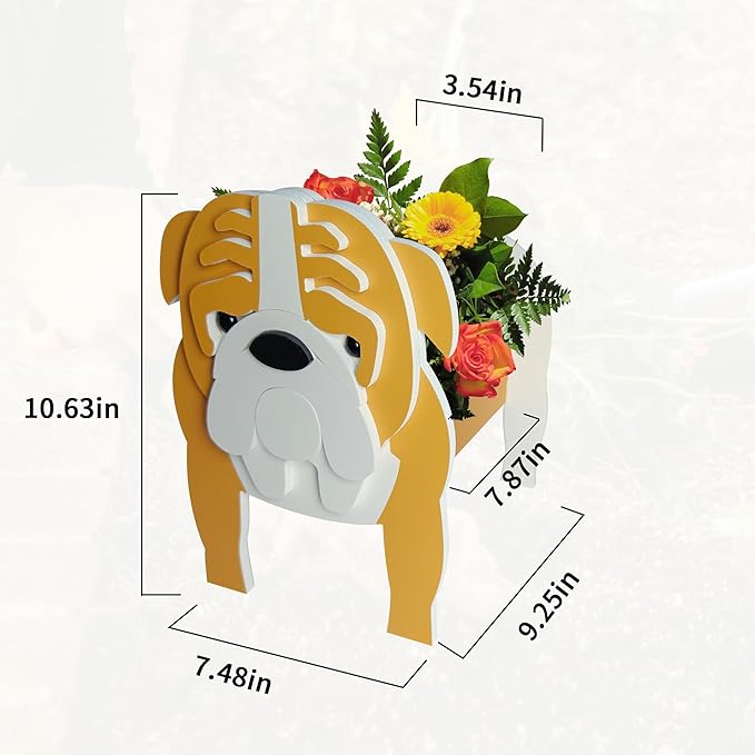 Brown English Bulldog Dog Planter, Pet Shape Garden Pots Plant Pots for Indoor/Outdoor Gardens Decoration, Cute, Surprise Gifts/Souvenirs for Pet Lovers