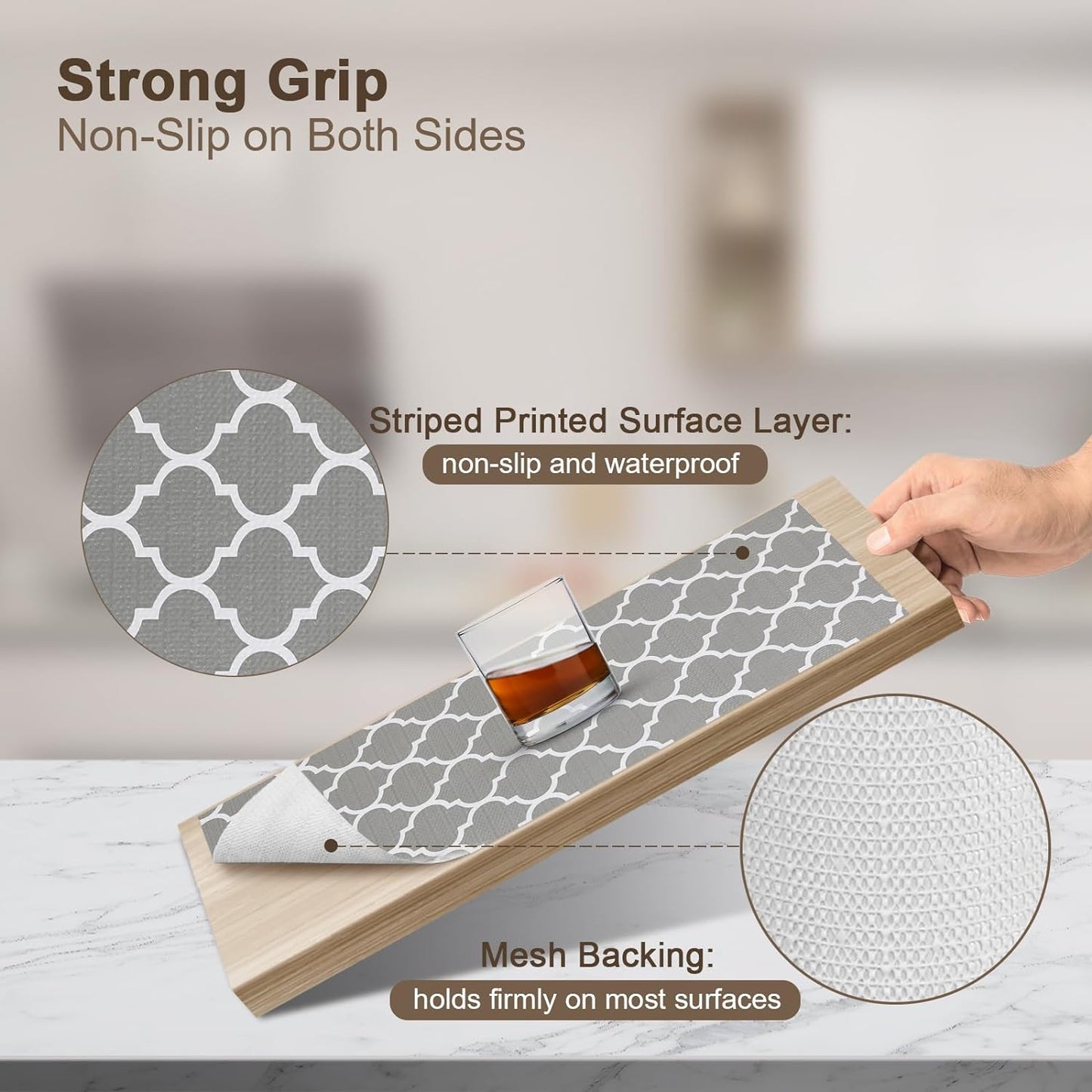 OcePor Non-Adhesive Drawer and Shelf Liner 24IN x 20FT，Non Slip Cabinet and Cupboard Liner, Kitchen Cabinet Liners for Shelves, Waterproof Drawer Shelf Liners for Cabinets/Bathroom Cupboard