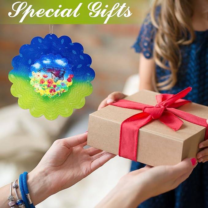 Butterfly Metal Wind Spinners - Butterfly Gifts for Women Mom Grandma Wife, Hanging Animations Wind Spinner for Outdoor & Indoor Decorations, 12 inch for Ornament Gifts