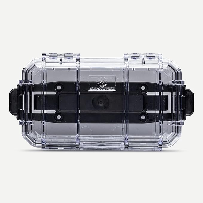 Evergreen 56 ToughBox - EDC Dry Box Protective Case USA Made for Organization of Cameras, Phones, Camping, Fishing, Hiking, Water Sports (Black + Micro Clip)