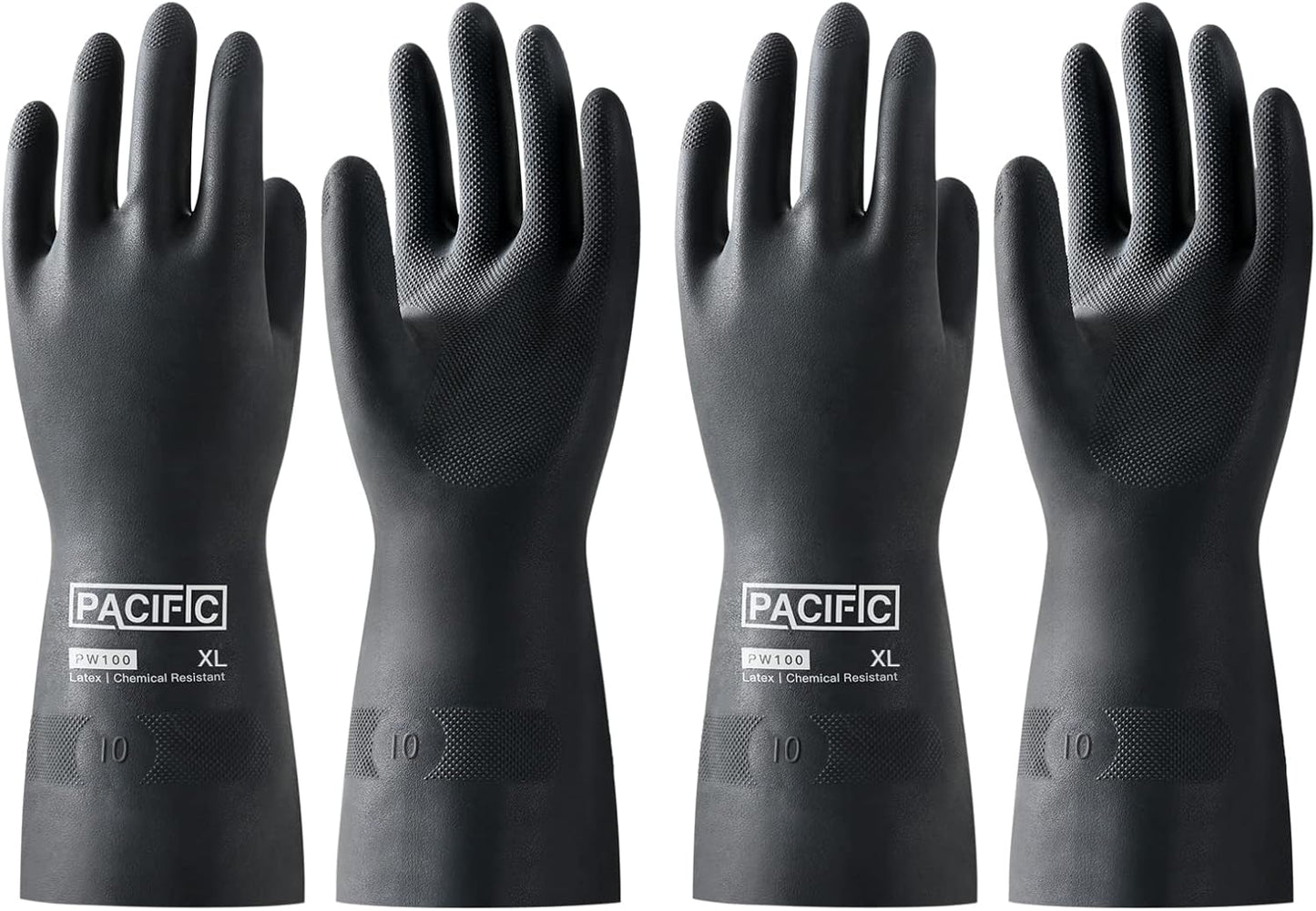 PACIFIC PPE 2 Pairs Chemical Resistant Gloves, Heavy Duty Industrial Rubber Gloves, Resist Acid, Alkali and Oil, 12.6", X-Large