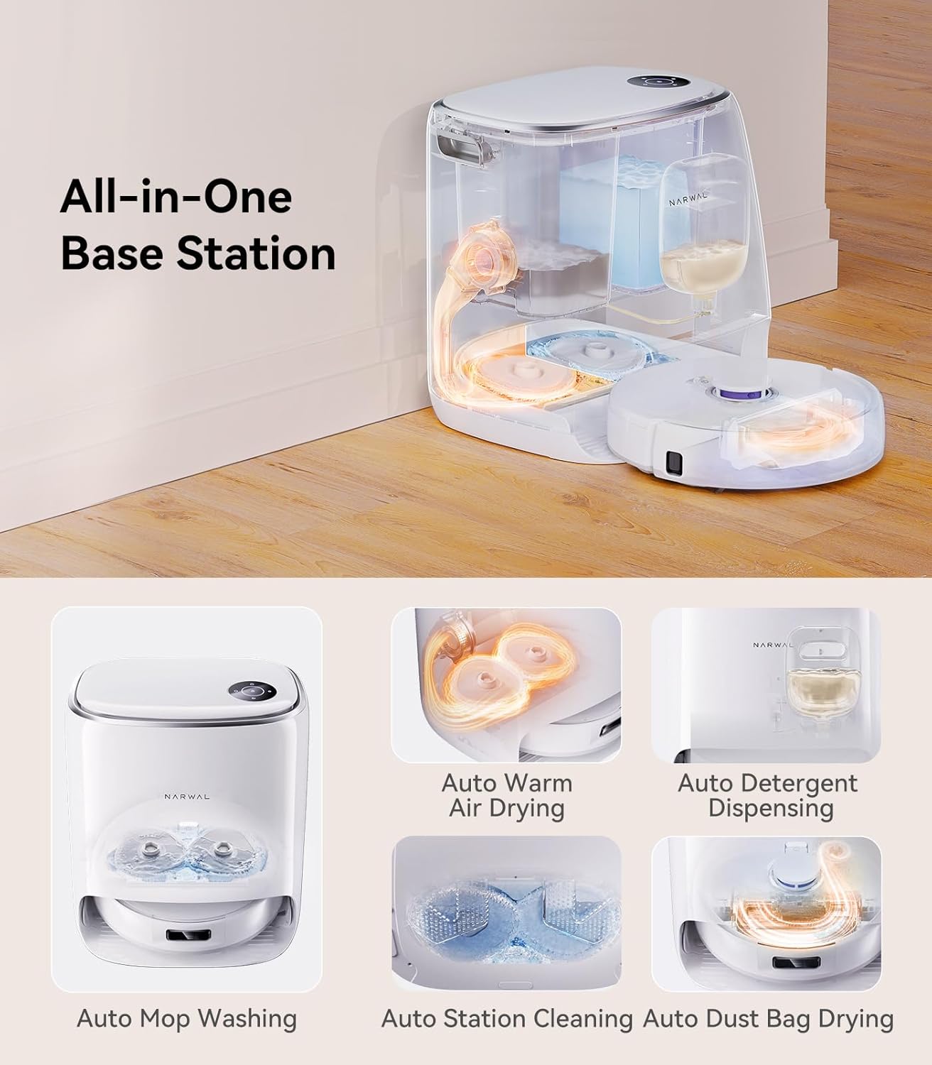 NARWAL Freo X Ultra Robot Vacuum and Mop Combo, 8200Pa Robot Mop & Vacuum, Auto MopDrying/Washing, Self-Empty, Zero-Tangling,DirtSenserm, Maintenance-Free Base Station, Self-Contained Dust Processing