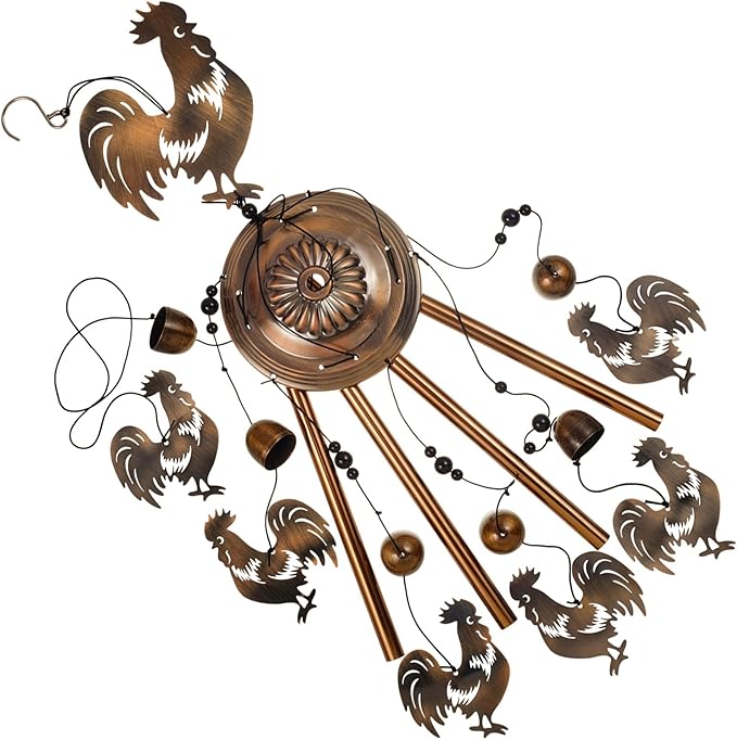 Bronze Chickens Wind Chimes for Home, Garden, Balconies, Rooms, Patio, Indoor, Outside Decor, Retro Wind Bells, Rooster Wind Catcher, Outdoor Memorial Wind Chime Gifts for Mom, Women, Grandma, Family