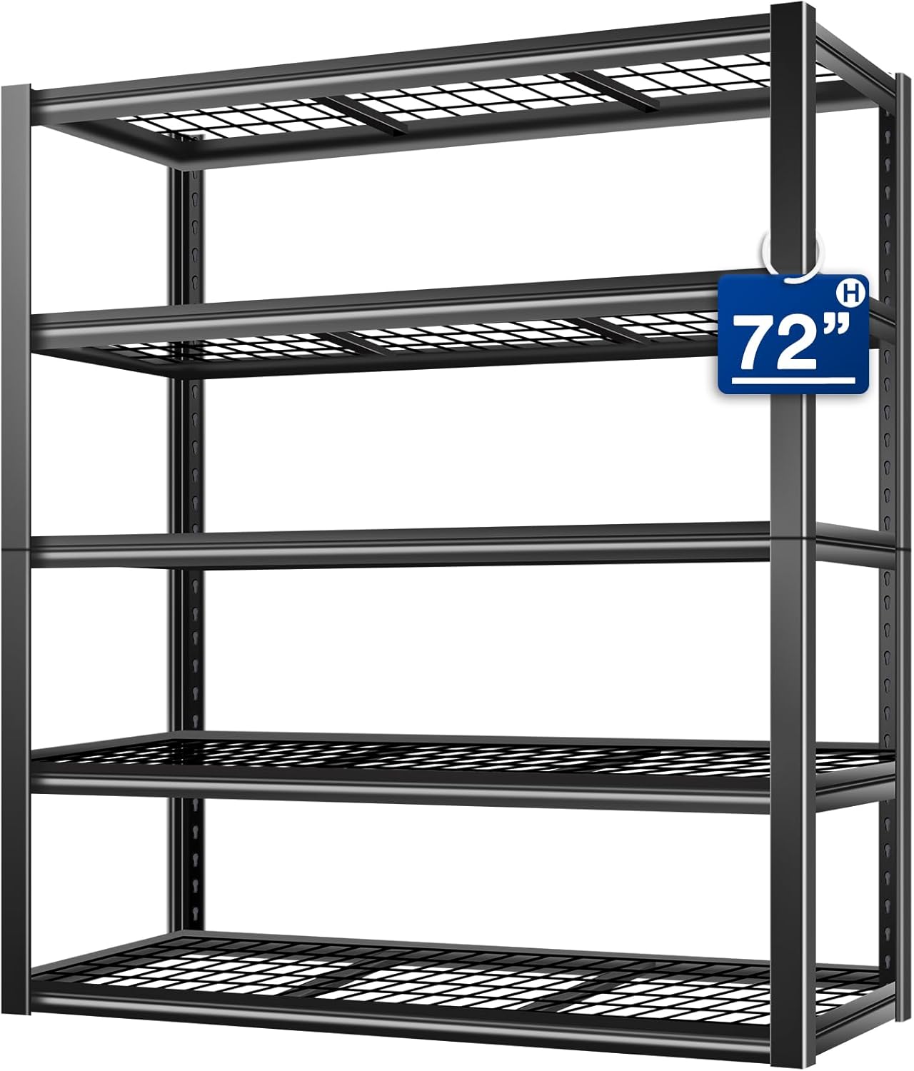 BILT HARD 48”W x 18”D x 72”H Garage Shelving, 5-Tier Heavy Duty Storage Shelves for Garage, Basement, Warehouse, Workshop, 3000 lbs Capacity