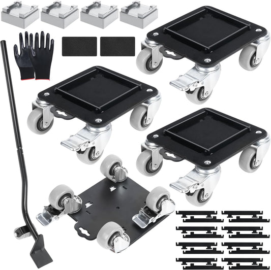 Furniture Movers with 4 Wheels,Heavy Duty Furniture Lift Mover Tool Set with 2000 lbs Load Capacity, Easy Sliders Dolly with Removable Side Guards&Brake, for Moving Appliance,Sofa etc
