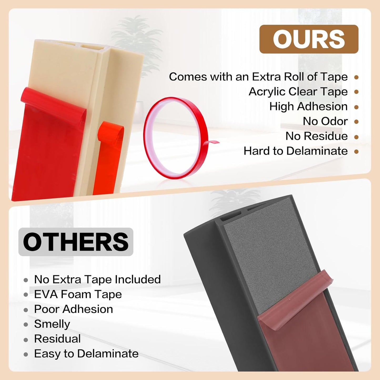 Floor Transition Strip Vinyl Door Threshold Ramp Self Adhesive Carpet Edging Strip Doorway Edge Trim, Overlap Edge Reducer for Laminate Carpet, Floor, Tile (Raw Wood Grain, 1/5" to 2/5", 3.3Ft)