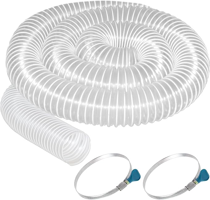 PVC Dust Collection Hose 3" x 10', Flexible Dust Collector Hose, Puncture Resistant Carbon Steel Wire Coil for Workshops, Woodworking, Industrial Vacuums