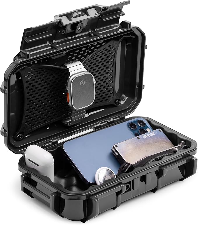 Evergreen 56 ToughBox - EDC Dry Box Protective Case USA Made for Organization of Cameras, Phones, Camping, Fishing, Hiking, Water Sports (Black)
