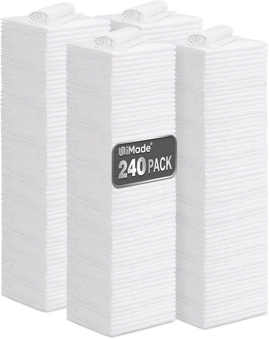 Shop Towels, 240 Pack Commercial Grade Work Rags Microfiber Towel for Cars Cleaning Rags Bulk Detailing Cloth for Automotive Bar Mechanic Restaurant Garage Housekeeping, 11.5"x 11.5", White