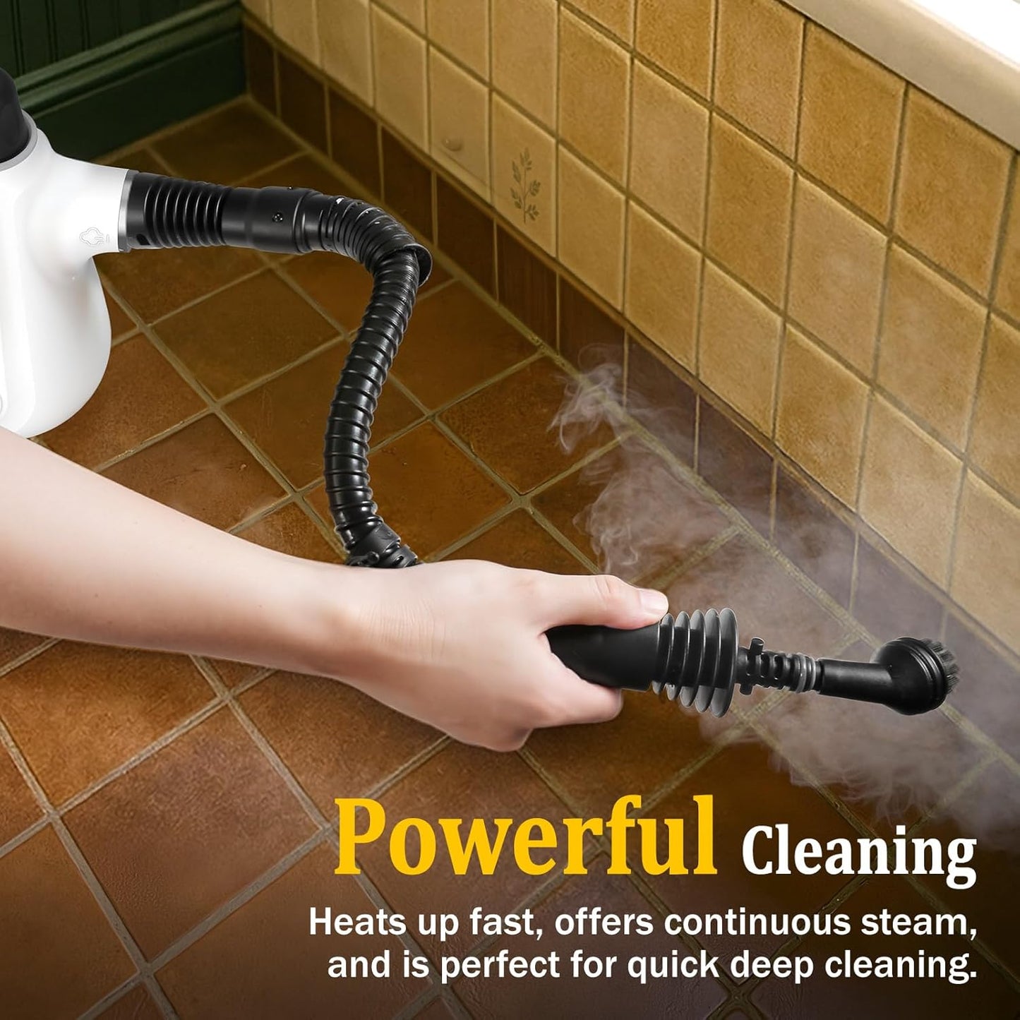 Pressurized Handheld Steam Cleaner with Steam Lock Button & 16 PCS Accessories, Portable Natural Steamer for Deep Cleaning Grout, Tile, Windows, Bathrooms, Kitchens, Car, Fabric for Home Use