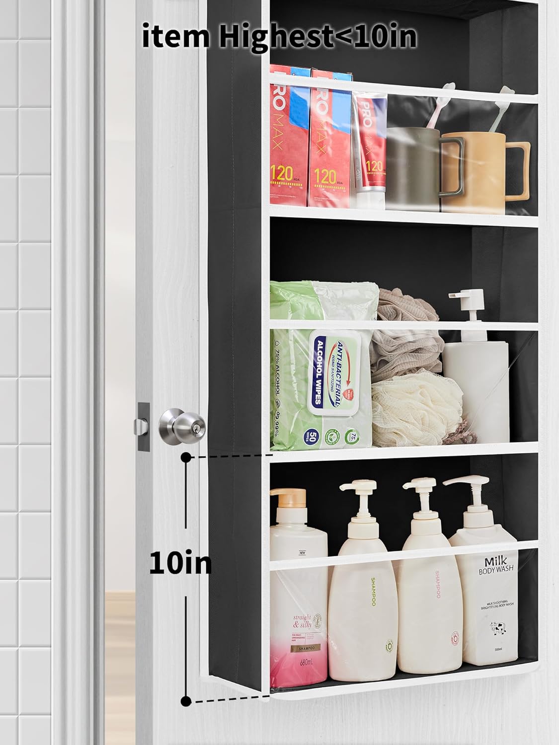 JARLINK Toy Stuffed Animal Storage, Over The Door Organizer W/Clear View Windows, 44lb Load, Baby Toy Storage Organizer for Nursery, Kid Bedroom, Newborn Baby Essentials (Black)