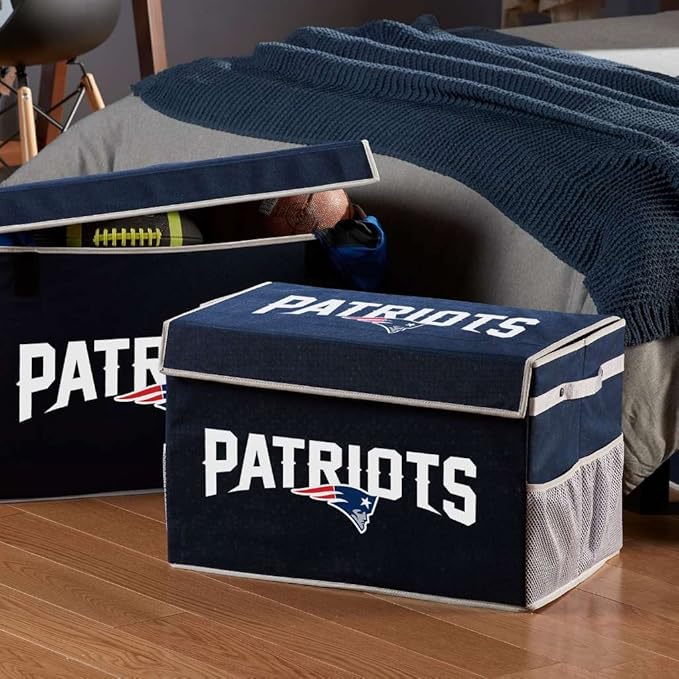 Franklin Sports NFL Storage Footlocker Bins - Large Folding Organizer Containers - NFL Team Office, Bedroom + Living Room Décor - Large + Small Bins