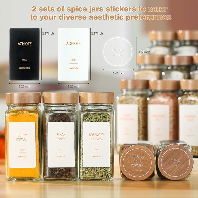 Spice Jars with Label，4oz Seasoning Containers, Glass Spice Bottles with Shaker Lids,Funnel, Chalk Pen (24)