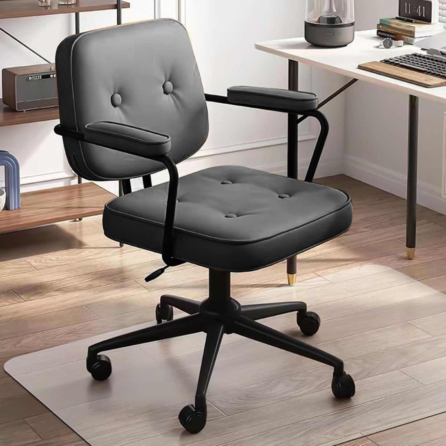 Kuyal Chair Mat for Hardwood Floor,46 x 46 inches Rectangle Desk Durable Wood/Tile Protection Mat for Rolling Chairs, Non-Studded Bottom