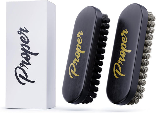 Premium Horse Hair Leather Brushes Set for Car Detailing, Furniture & Upholstery - Professional Horsehair Cleaning Brush for Couch, Car Seats, Alcantara & Interior Surfaces