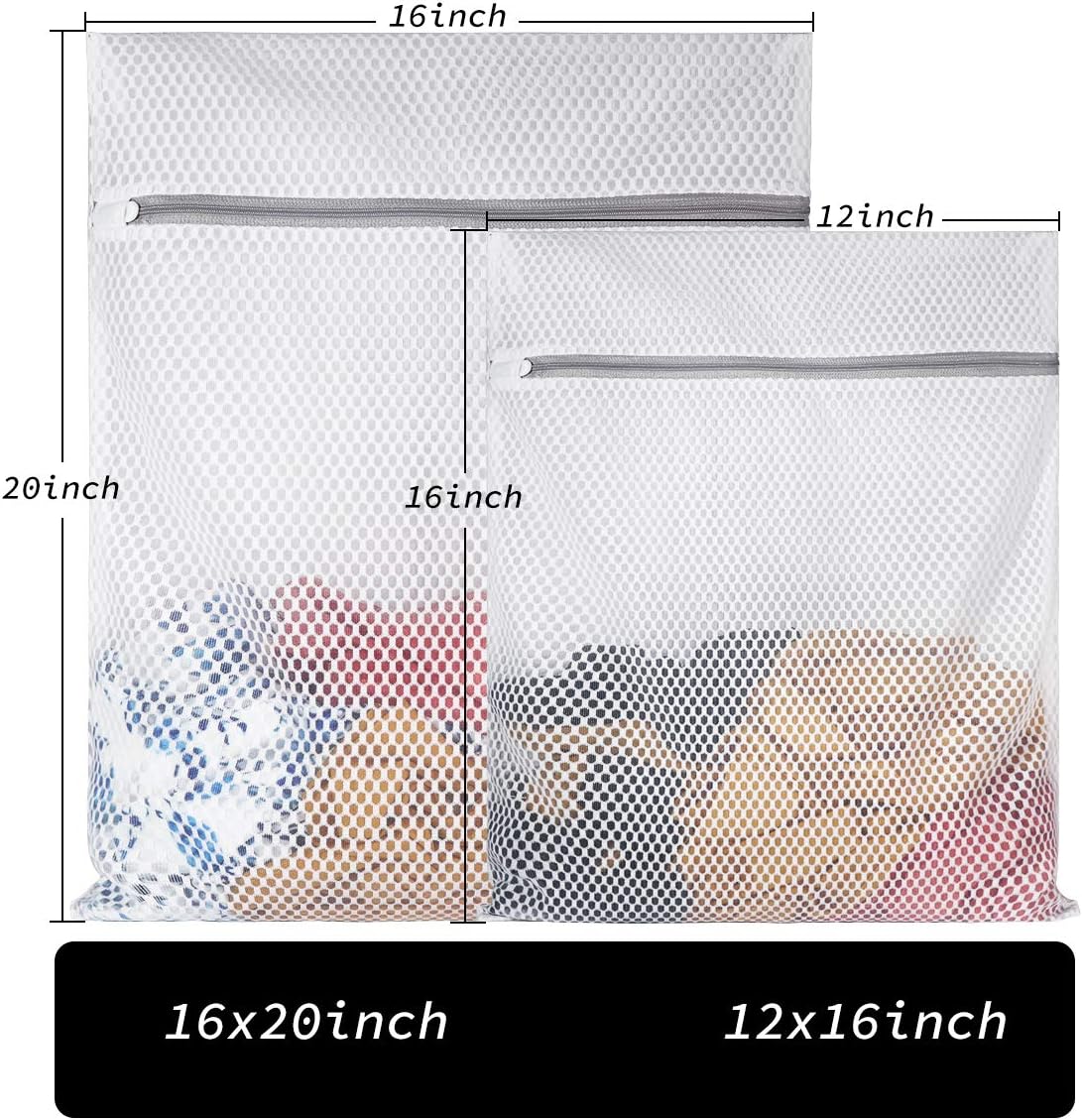 Extra Large Honeycomb Mesh Laundry Bag125gsm Net Fabric Durable and Reusable Delicate Wash Bag,Travel Organization Bag for Lingerie,Clothes,Jeans,Bath Towel,Sock (2Large, 3Medium)