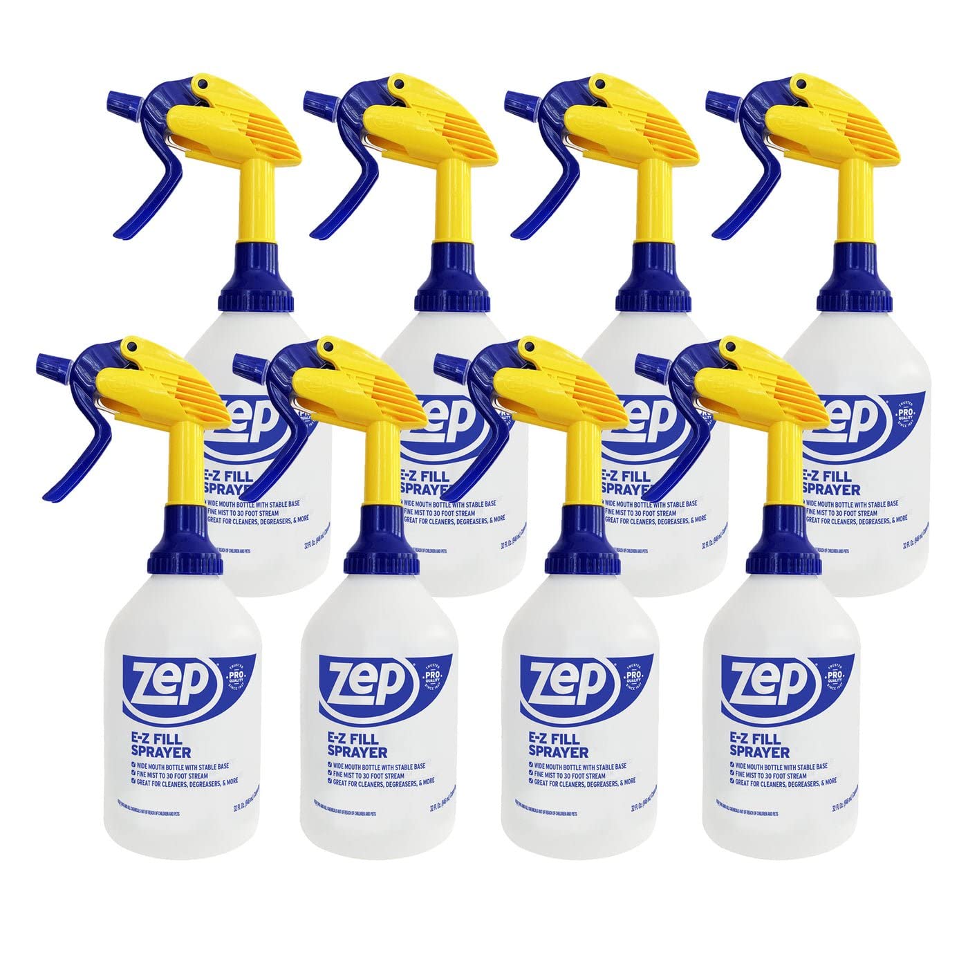 Zep E-Z Fill Professional Sprayer - 32 Ounce (Case of 8) - U43008 - Wide Mouth Spray Bottle for Easy Pouring, High Output, Great for Cleaners, Degreasers and More!