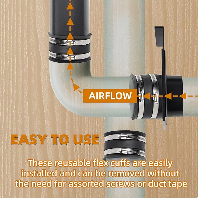 TonGass (1-Set) 4-Inch Blast Gates for Dust Collection Systems and Vacuum Fittings with Easy to Use and Efficient Sliding Gates Works with Flexible Hose Cuff Couplers