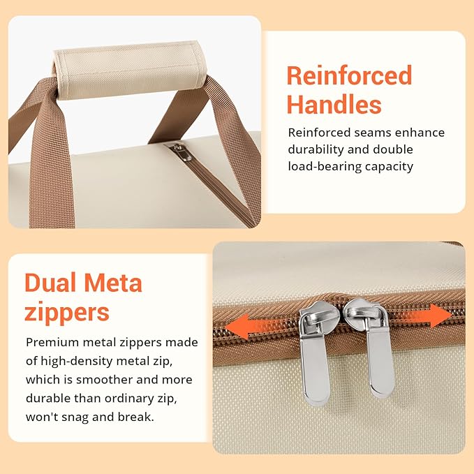 Insulated Casserole Carrier for Hot or Cold Food,Pie Carrier Bag Lunch Tote for Potluck Parties/Picnic/Cookouts, Fits 9"x13" Baking Dish,Single Beige