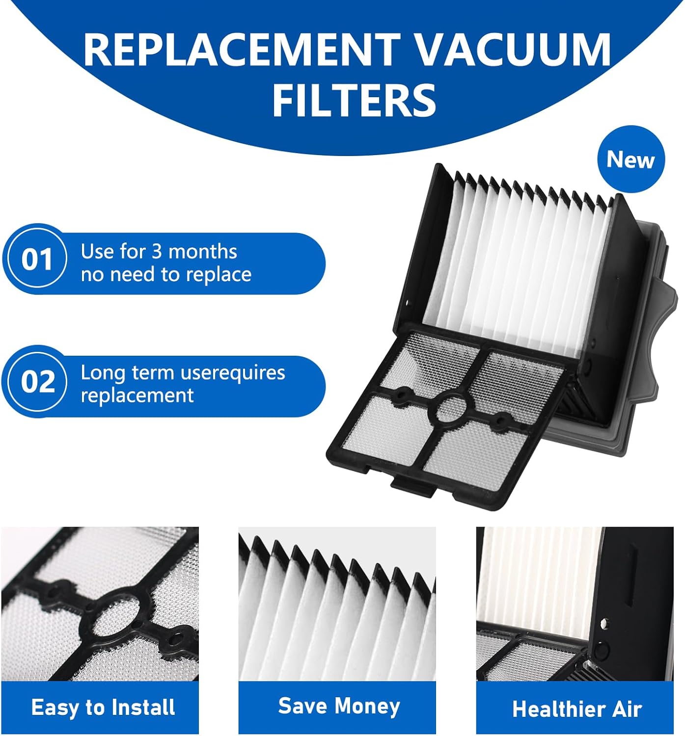 Roller Brush and Filter Replacement Compatible with Tineco Floor One Stretch S6,Floor One Switch S6 Cordless Vacuum Cleaner, Replacement Parts Include 3 Brush Rollers, 3 Filters