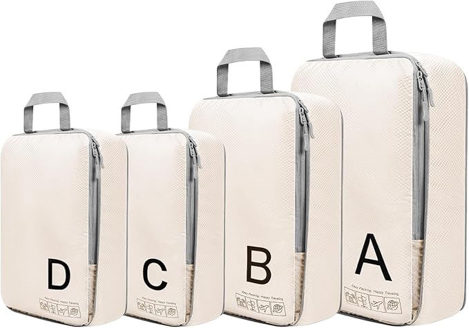 Compression Packing Cubes for Travell Fabric Packing Cubes with Smooth Zippers, Space-Saving Compression Bags for Travell, Luggage Organizers for Clothes, Shoes, and Accessories