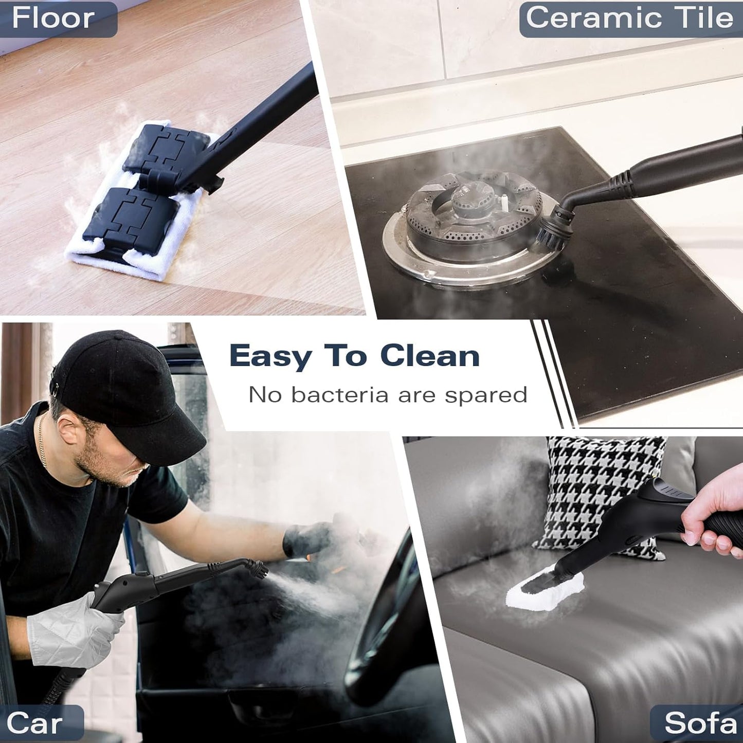 Steam Cleaner, Handheld Steamer with 21 Accessories, 248°F High-Temperature Steam for Floors, Grout, Tiles, Carpet, Cars - Portable 1.08L Tank, Child Lock, Chemical-Free Cleaning