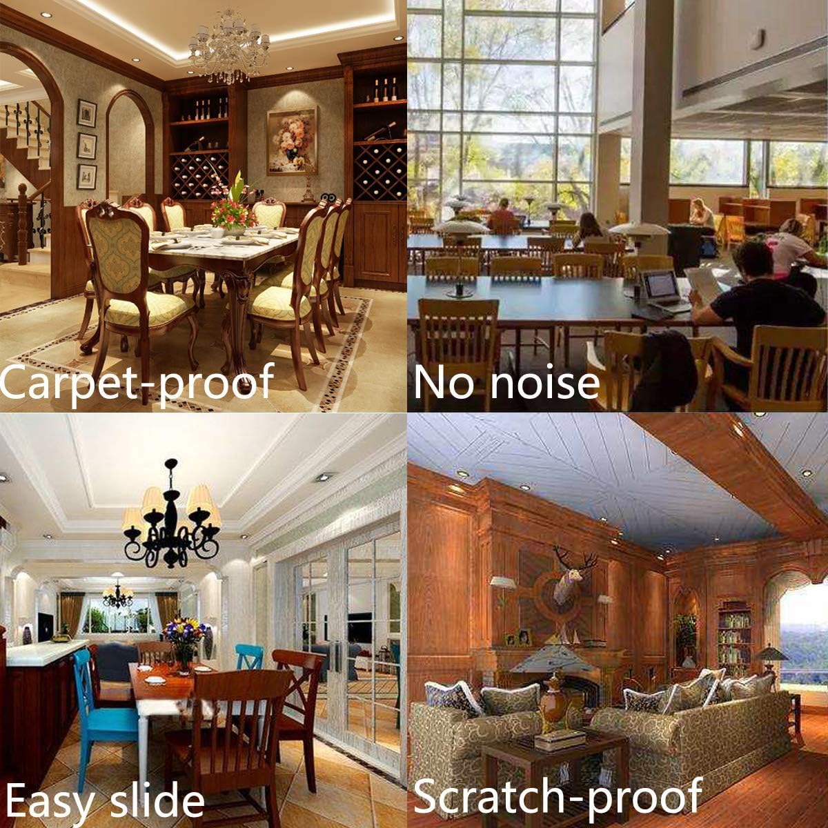 1" Nail on Furniture Sliders (24 Pack) - Furnigear Heavy Duty PTFE (Teflon) Chair Sliders Glides Wooden Furniture Movers Move Your Furniture Easily & Safety - Best Chair Leg Floor Protectors Brown