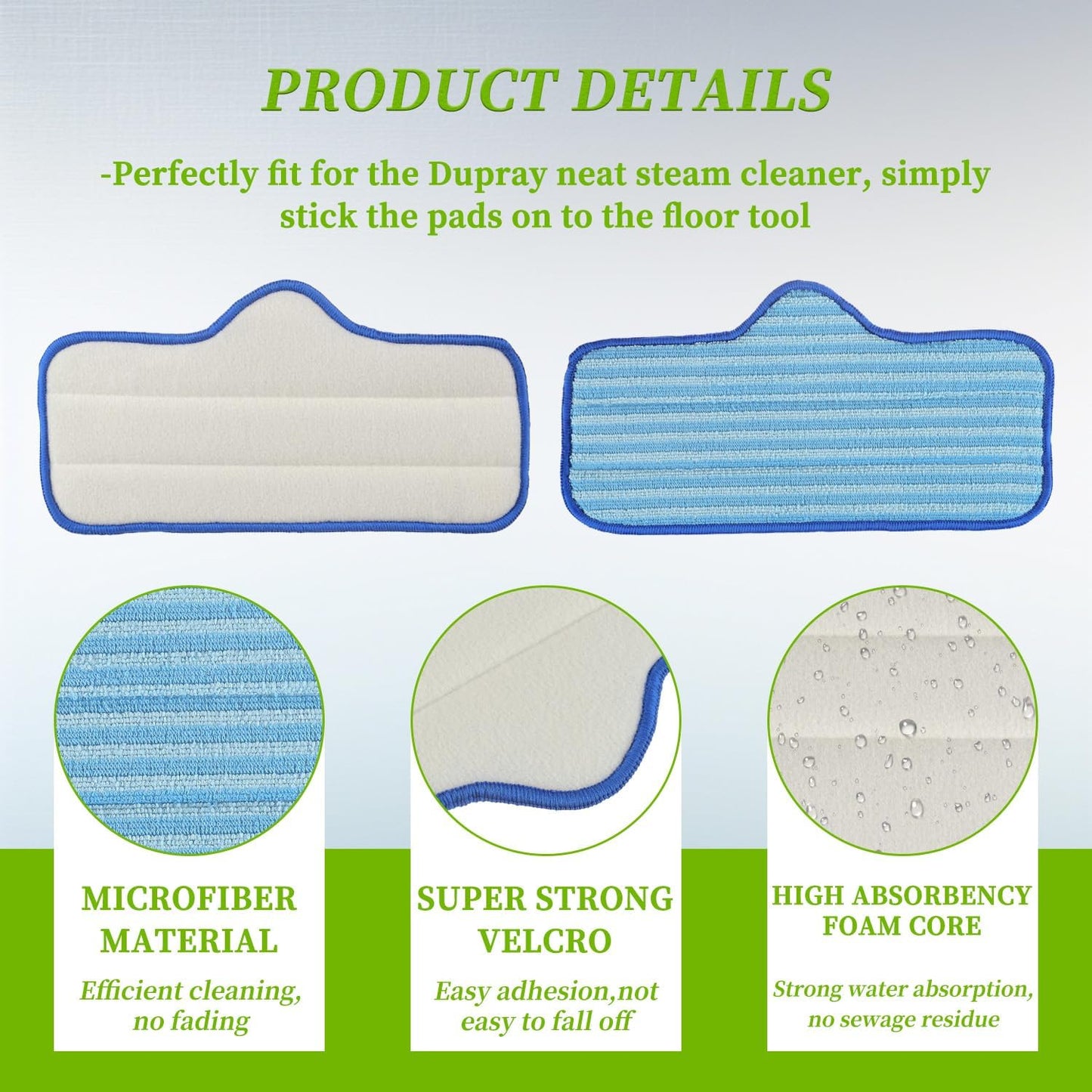 Reusable Microfiber Steam Mop Pad fit for Dupray Neat Steam Cleaner Steam Mop Cleaning Pads(Pack of 10pcs)
