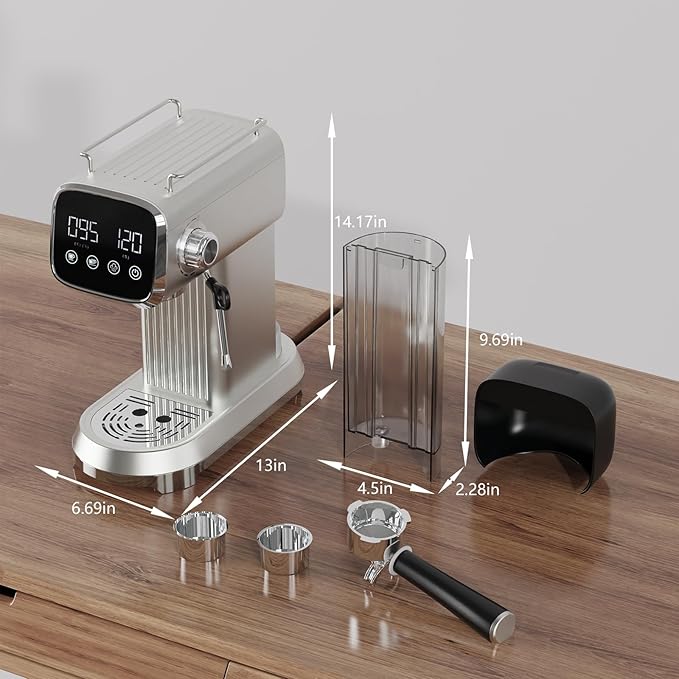 Espresso Machine with Steam Milk Frother：20 Bar Expresso Coffee Machines for Home-Espresso Maker with 27 oz Water Tank-Barista Coffee Maker for Americano Cold Brew Latte Cappuccino