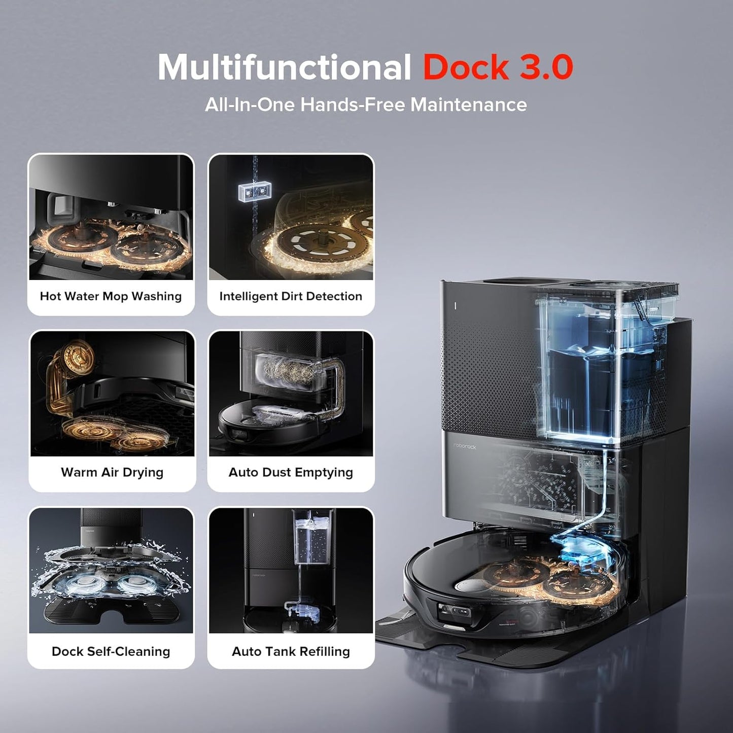 roborock Qrevo Slim Robot Vacuum and Mop Combo, 8.2cm Ultra-Slim, 3D Sensing Tech, Advanced Obstacle Recognition, 11,000Pa Suction, FlexiArm Side Brush & Mop, Auto Mop Washing & Drying, Self-Emptying