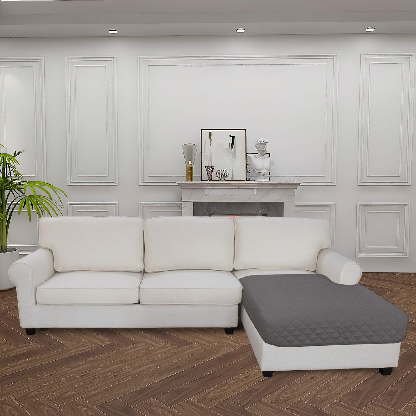 Easy-Going Sectional Couch Covers for Dogs L Shape Sofa Cover Reversible Sofa Slipcover Chaise Lounge Cover Furniture Protector Cover for Pets Dog Cat (42 x 68 inches, Gray/Gray)