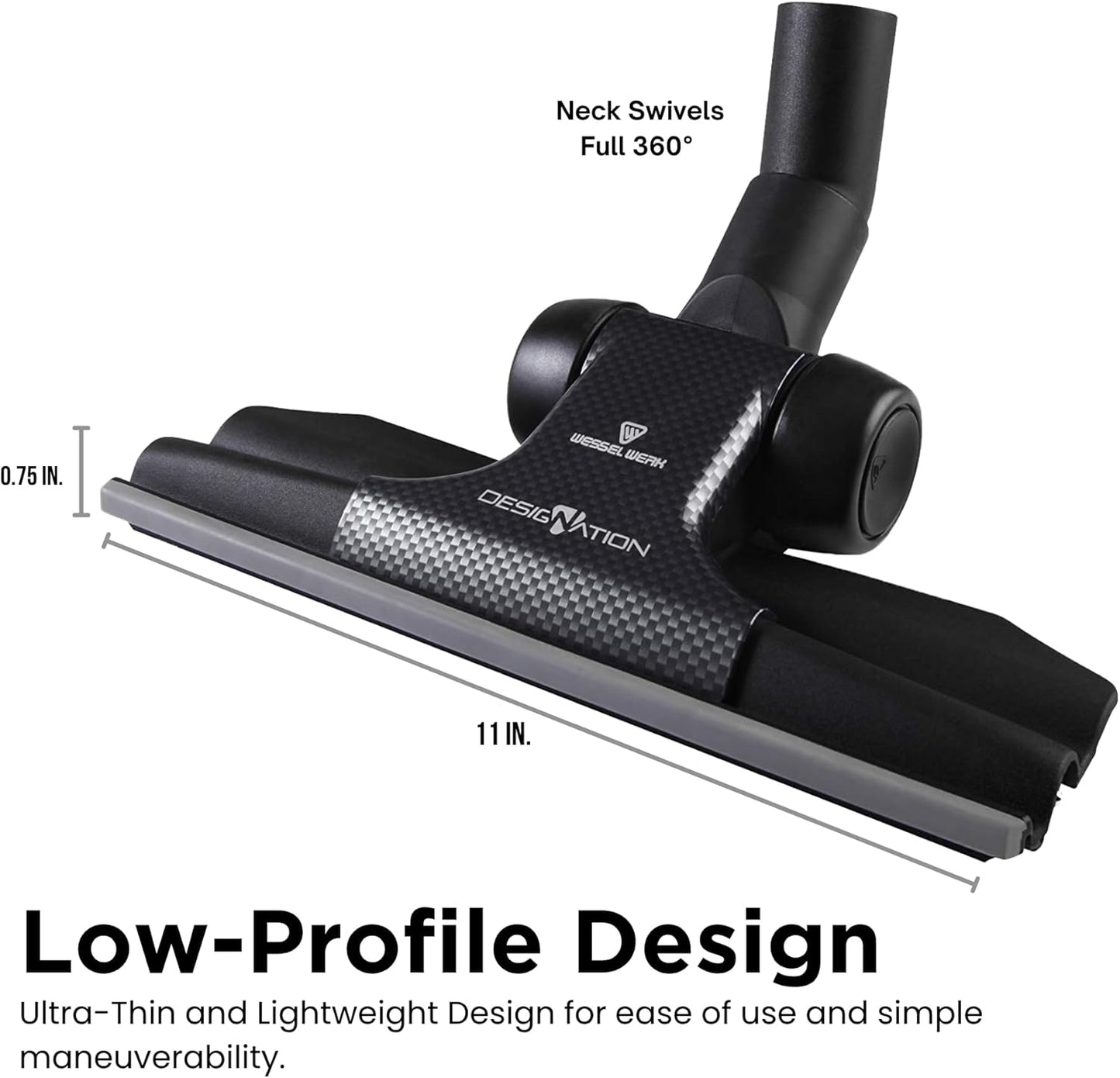 Wessel-Werk RD 285 Designation™ 3-in-1 Vacuum Floor Brush Attachment Set — Ultra-Thin Nozzle with Microfiber Wet/Dry Mop & Pet Hair Carpet Tool (Designation™ 3-in-1 Set)