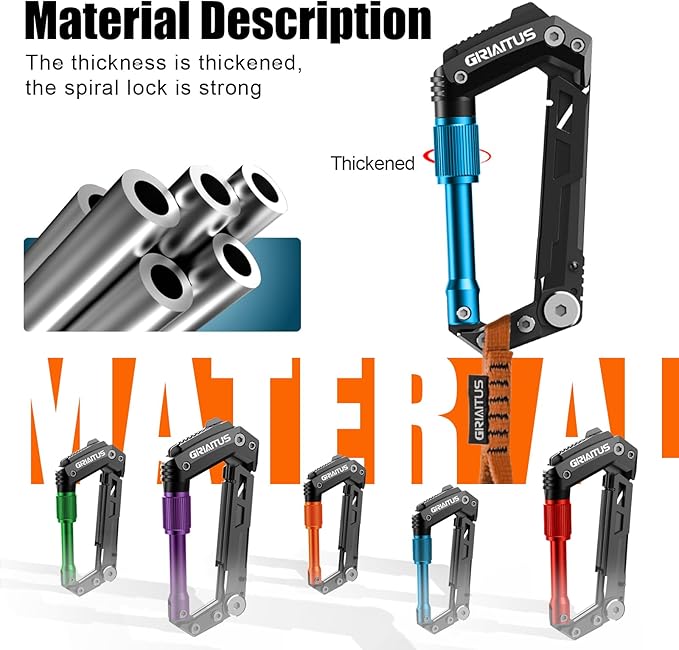 Carabiner Multitool with Pocket Knives, EDC Carabiners, Serrated Knife, Rope Cutter, Screwdriver, Can Bottle Opener, Ruler, Folding Knife for Camping Hiking, Gifts for Men (Blue)