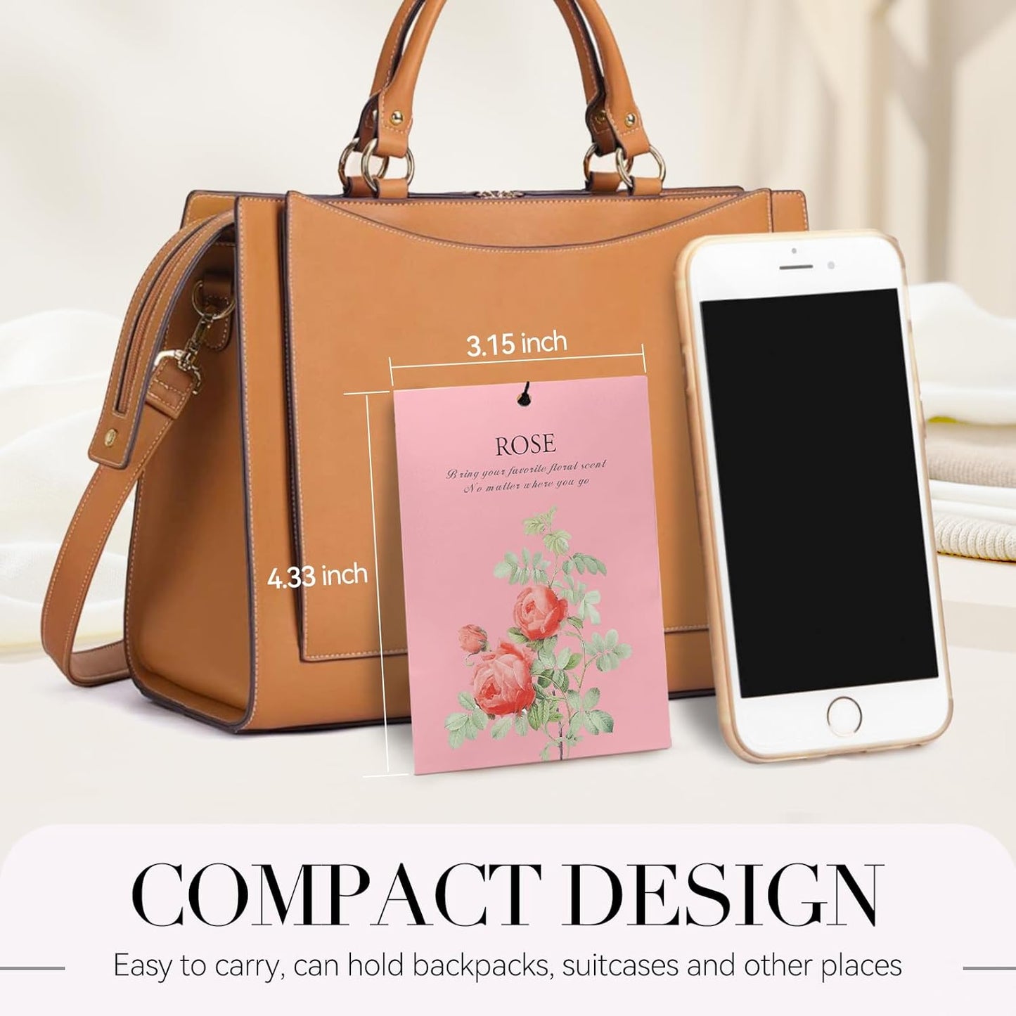 Rose Scented Sachet Bags - 12 Pack Closet Freshener Odor Eliminator, Long Lasting Home Fragrance for Drawers, Wardrobes & Cars, House Smell Good Products, Air Freshener for Closet